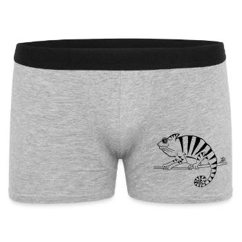 witziges Chamäleon Reptilien  - Männer Boxer Shorts - Grau meliert - Vorne