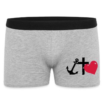 Rote Herzsilhouette glaube-liebe-Hoffnung - Männer Boxer Shorts - Grau meliert - Vorne