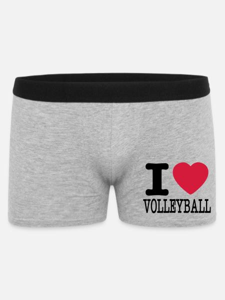 i love volleyball / ik hou van volleybal shirt - Mannen Boxershorts - grijs gemêleerd