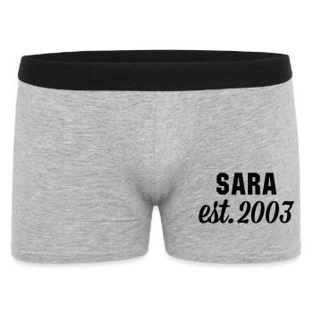 Sara est 2003 - Männer Boxer Shorts - Grau meliert - Vorne