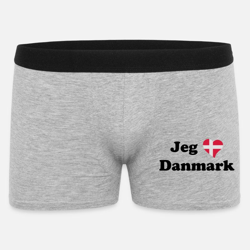 Jeg elsker Danmark - I love Denmark. - Boxer Shorts til mænd - grå meleret