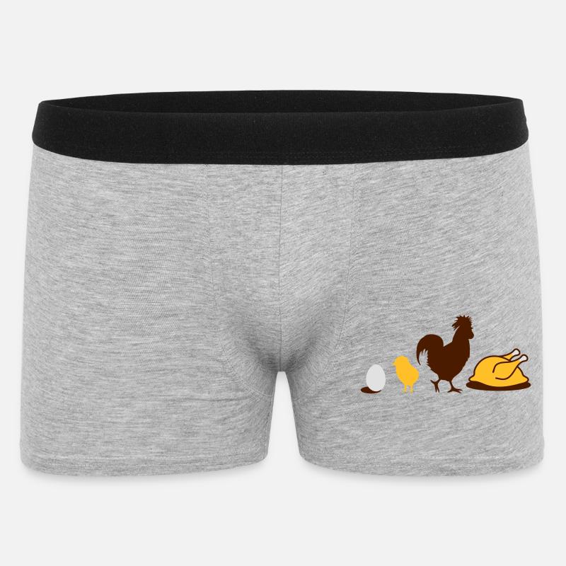 Ei,Küken,Hahn und Hähnchen-Geflügel Evolution - Männer Boxer Shorts - Grau meliert