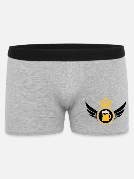Bier König - Männer Boxer Shorts - Grau meliert