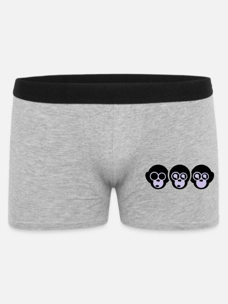 trois singes - Boxer Homme - gris chiné