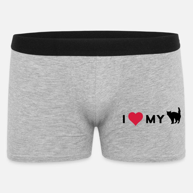 i love my cat - Männer Boxer Shorts - Grau meliert