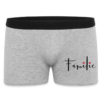 Familie Herz Liebe Geschenkidee - Männer Boxer Shorts - Grau meliert - Vorne