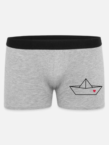 Boot Papier Schiff Herz I Hafen Liebe Geschenk - Männer Boxer Shorts - Grau meliert