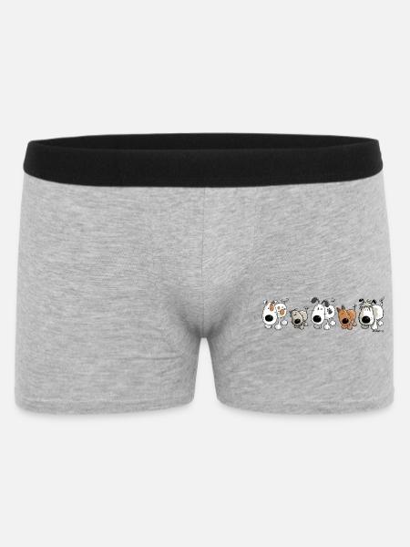 Funny Dogs - Hund - Hunde - Cartoon - Männer Boxer Shorts - Grau meliert
