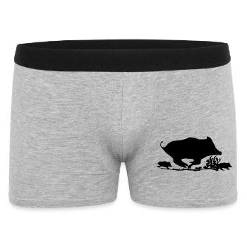 Sanglier chasse silhouette gibier chasseur animal  - Boxer Homme - gris chiné - Devant