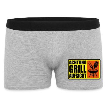 ACHTUNG GRILL-AUFSICHT - Männer Boxer Shorts - Grau meliert - Vorne