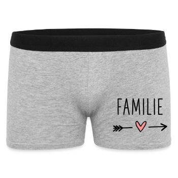 Familie Herz Pfeil Liebe Amor Zusammenhalt - Männer Boxer Shorts - Grau meliert - Vorne