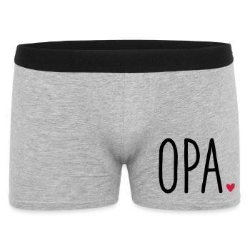 Opa Herz - Geschenk Enkel Liebe - Männer Boxer Shorts - Grau meliert - Vorne