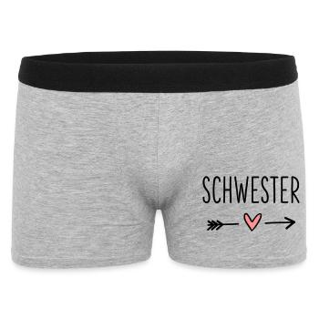 Schwester Herz Pfeil Liebe Freundin Geschenk - Männer Boxer Shorts - Grau meliert - Vorne