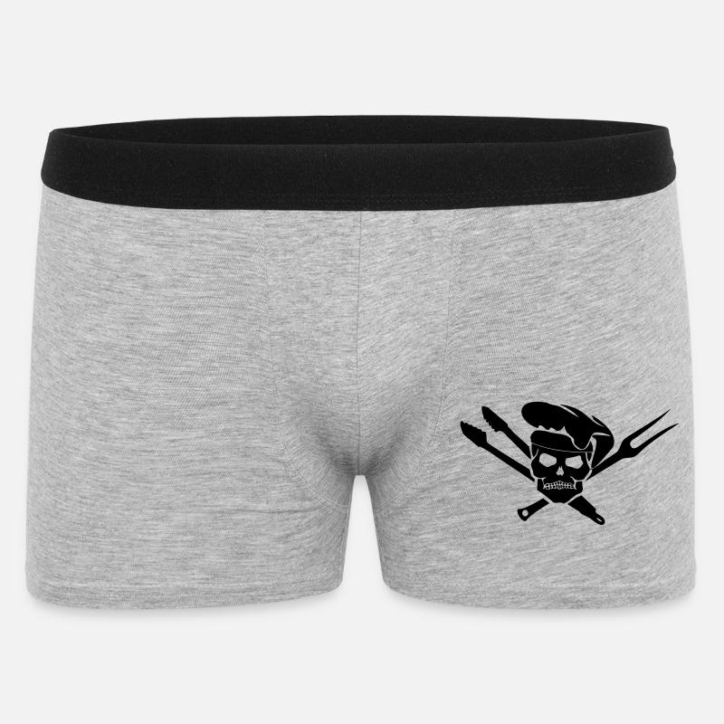BBQ - Grill Totenkopf - Männer Boxer Shorts - Grau meliert