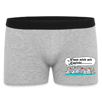 Nimm mich mit Kapitän Flottenwitz - Männer Boxer Shorts - Grau meliert - Vorne