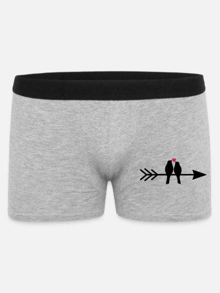 Vogel Vögel Herz Paar auf Pfeil Geschenk Liebe - Männer Boxer Shorts - Grau meliert