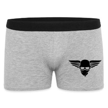 Motorcycle helmet with wing, biker helmet and biker glasses - Men's Boxer Shorts - heather grey - Front