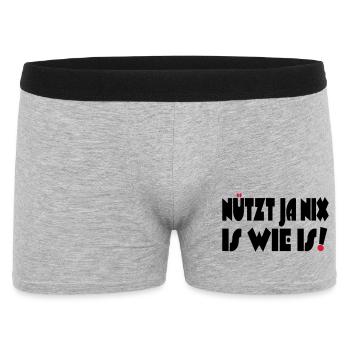 Nützt ja nix, Is wie Is - Männer Boxer Shorts - Grau meliert - Vorne