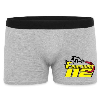 Freiwillige Feuerwehr , Shirt , Feuerwehr 112 (25) - Männer Boxer Shorts - Grau meliert - Vorne