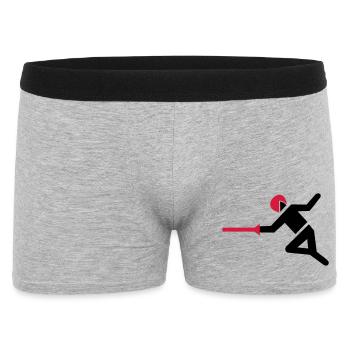 Fechter mit Degen in Angriffsposition - Männer Boxer Shorts - Grau meliert - Vorne