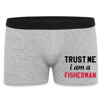 Trust Me I am a Fisherman - Männer Boxer Shorts - Grau meliert - Vorne