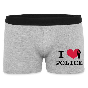 I Love Police - Männer Boxer Shorts - Grau meliert - Vorne