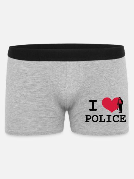 I Love Police - Boxer Homme - gris chiné