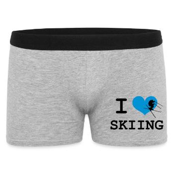 I Love Skiing - Männer Boxer Shorts - Grau meliert - Vorne