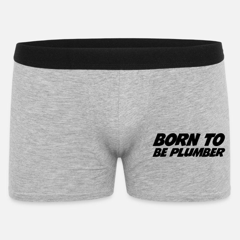 Born to be Plumber - Männer Boxer Shorts - Grau meliert