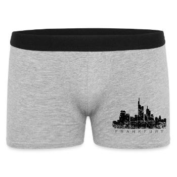 Frankfurter Skyline (Vintage/Schwarz) Frankfurt - Männer Boxer Shorts - Grau meliert - Vorne