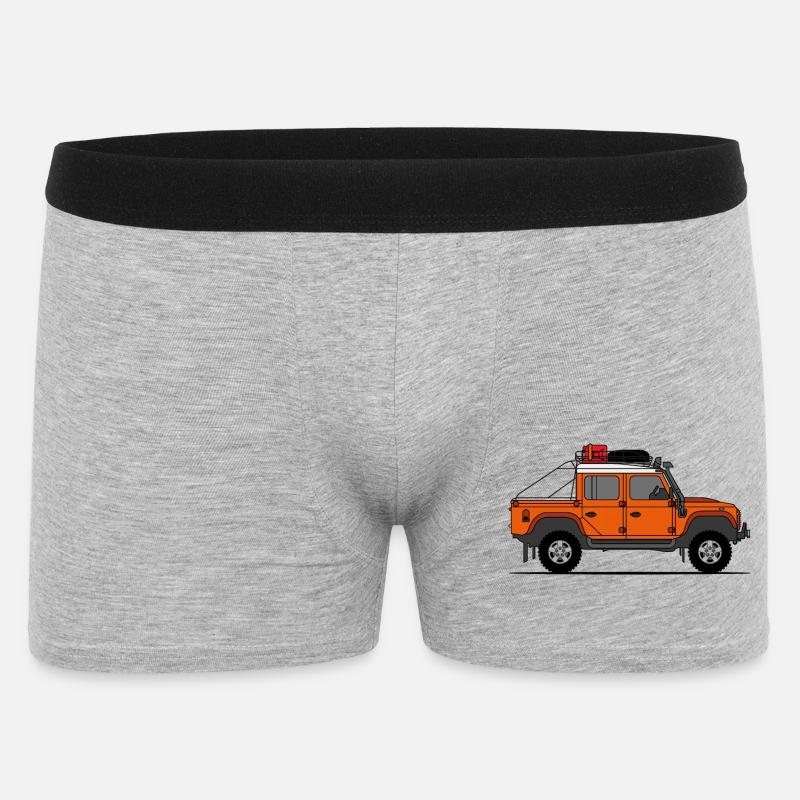 Defender Double Cab Offroad Orange - Männer Boxer Shorts - Grau meliert