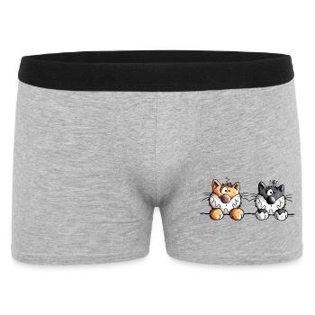 Katzen Duo - Männer Boxer Shorts - Grau meliert - Vorne