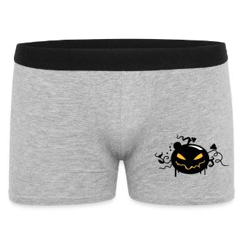citrouille d'halloween noir avec des yeux brillants - Boxer Homme - gris chiné - Devant