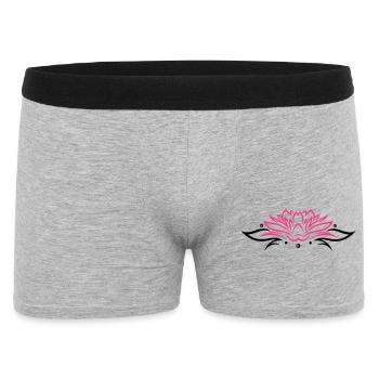 Large lotus flower with small tribal. - Men's Boxer Shorts - heather grey - Front