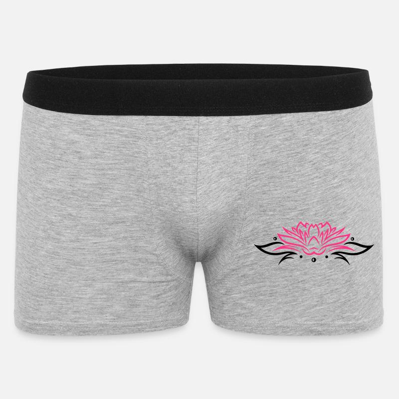 Large lotus flower with small tribal. - Men's Boxer Shorts - heather grey