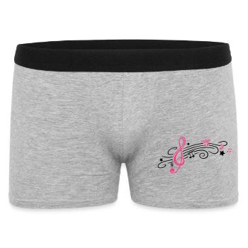 Musik, Notenschlüssel mit Notenblatt und Noten - Boxer Homme - gris chiné - Devant