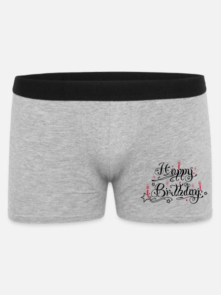 Happy birthday lettering with candles. - Men's Boxer Shorts - heather grey