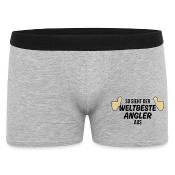 der weltbeste angler - Männer Boxer Shorts - Grau meliert - Vorne