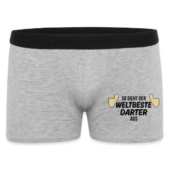 der weltbeste darter - Männer Boxer Shorts - Grau meliert - Vorne