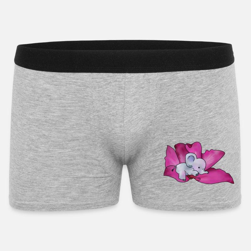Elefant in Bluete - Männer Boxer Shorts - Grau meliert