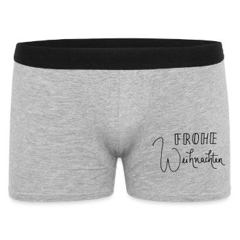 Frohe Weihnachten! - Männer Boxer Shorts - Grau meliert - Vorne