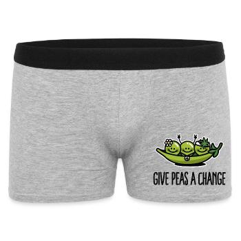 Give peas / peace a change hippies - Männer Boxer Shorts - Grau meliert - Vorne