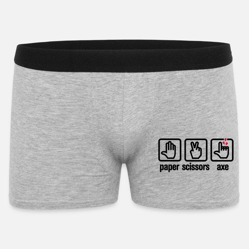 Papier - Schere - Axt - Stein - Holzfäller - Männer Boxer Shorts - Grau meliert