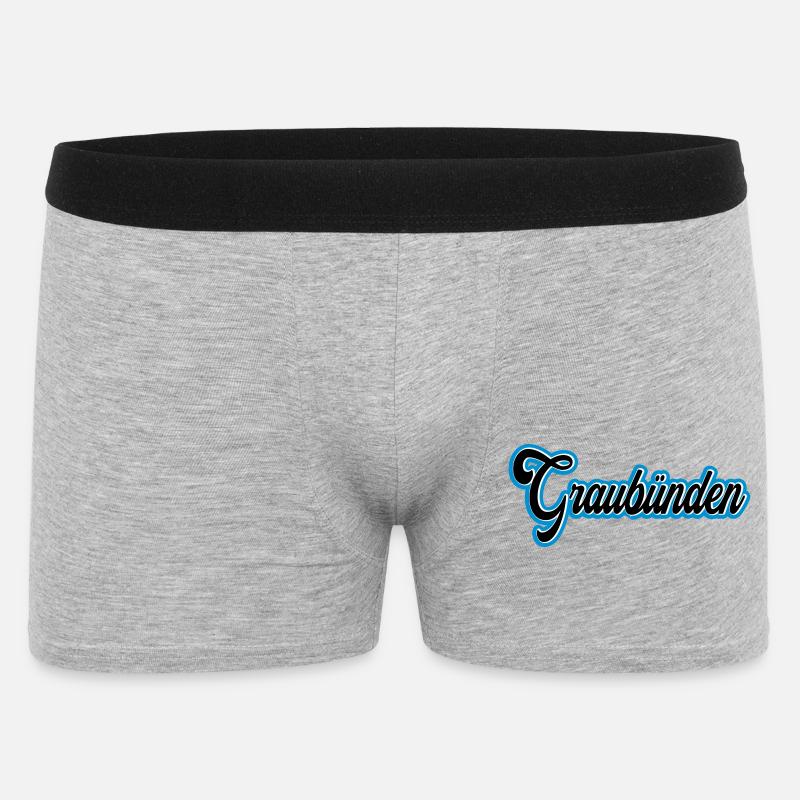 Graubünden Script with Blue Outline - Men's Boxer Shorts - heather grey