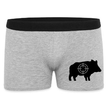 Wildschwein mit Fadenkreuz - Männer Boxer Shorts - Grau meliert - Vorne