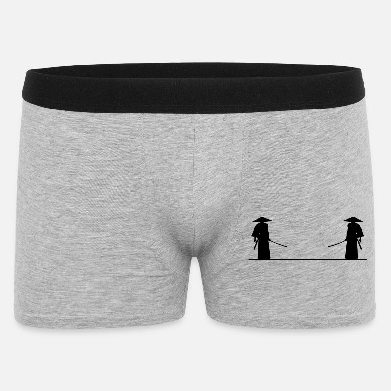 Samurai Kampf - Männer Boxer Shorts - Grau meliert