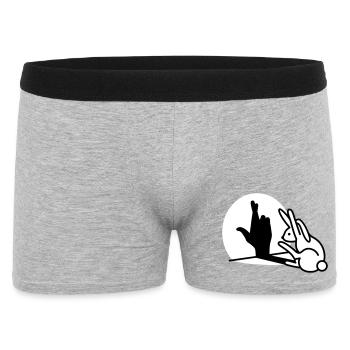 Lustige Kaninchen Hand Schatten Finger kreuzen - Männer Boxer Shorts - Grau meliert - Vorne
