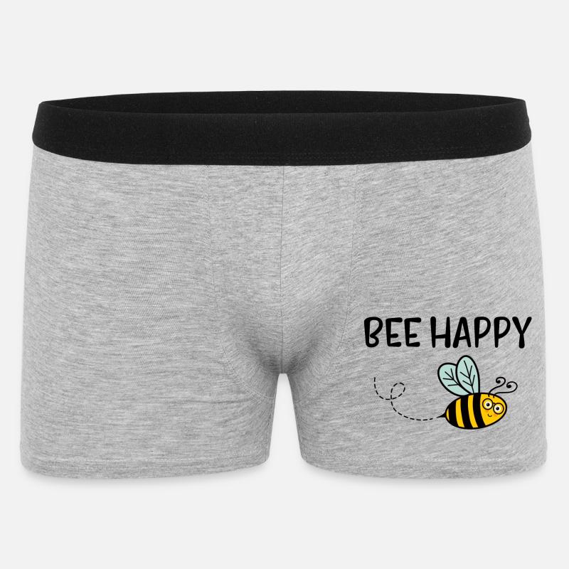 Bee Happy - Männer Boxer Shorts - Grau meliert