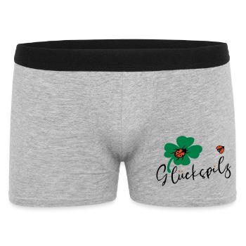 Glückspilz Kleeblatt Glück - Männer Boxer Shorts - Grau meliert - Vorne