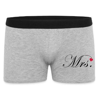 Mr and Mrs Hochzeit Herz Design Paar Geschenk - Männer Boxer Shorts - Grau meliert - Vorne